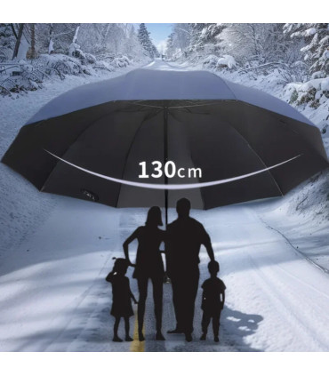 [Red] Parapluie pliant surdimensionné de 130CM, coupe-vent et imperméable, grand parasol de sol
