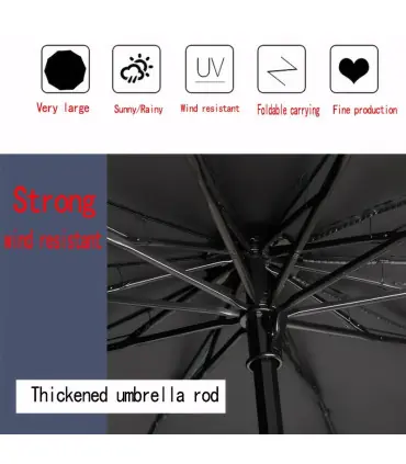 [Red] Parapluie pliant surdimensionné de 130CM, coupe-vent et imperméable, grand parasol de sol