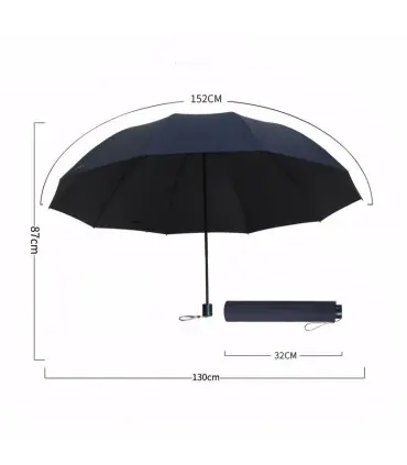 [Red] Parapluie pliant surdimensionné de 130CM, coupe-vent et imperméable, grand parasol de sol