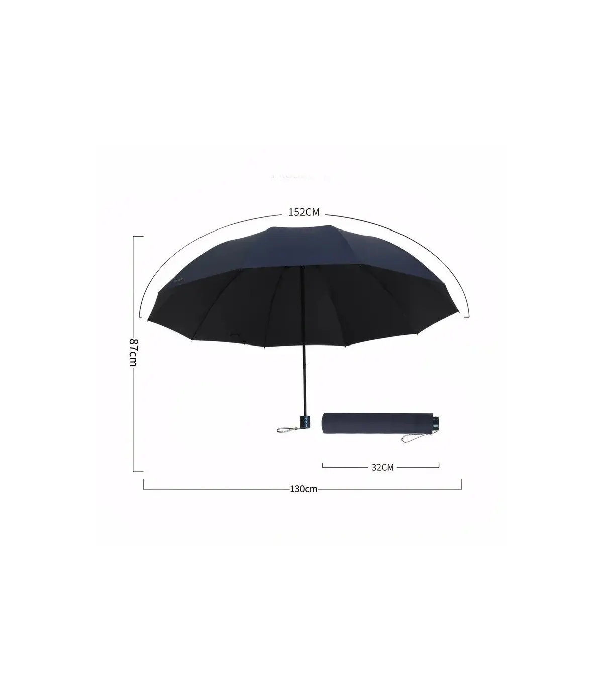 [Red] Parapluie pliant surdimensionné de 130CM, coupe-vent et imperméable, grand parasol de sol