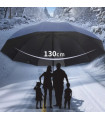Oversized 130CM folding umbrella, windproof and waterproof, large sun parasol.
