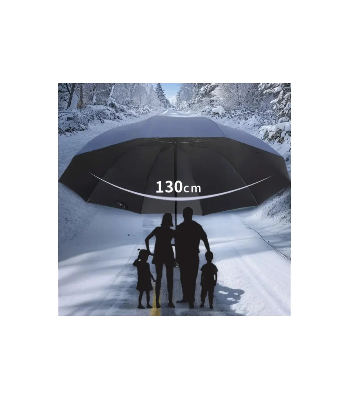 Parapluie pliant surdimensionné de 130CM, coupe-vent et imperméable, grand parasol de soleil et