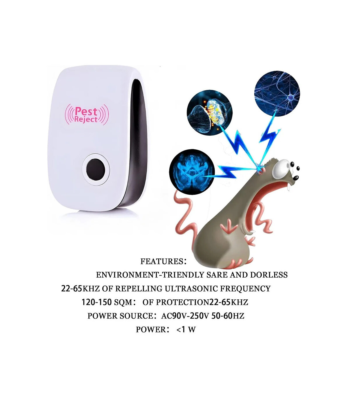 Répulsif antiparasitaire ultrasonique, 6 pièces, répulsif antiparasitaire et insectes à longue 