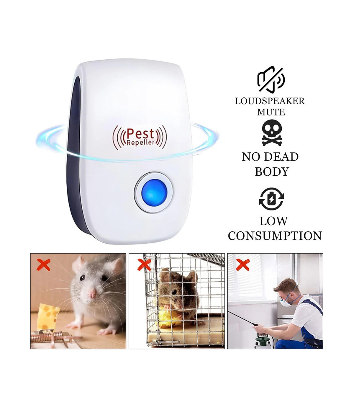 Répulsif antiparasitaire ultrasonique, 6 pièces, répulsif antiparasitaire et insectes à longue 