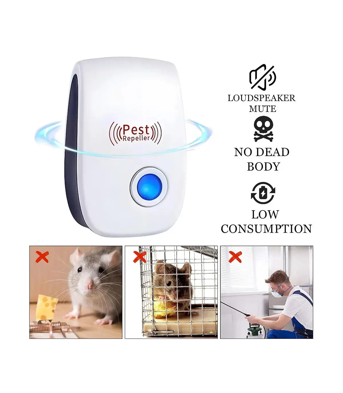 Répulsif antiparasitaire ultrasonique, 6 pièces, répulsif antiparasitaire et insectes à longue 