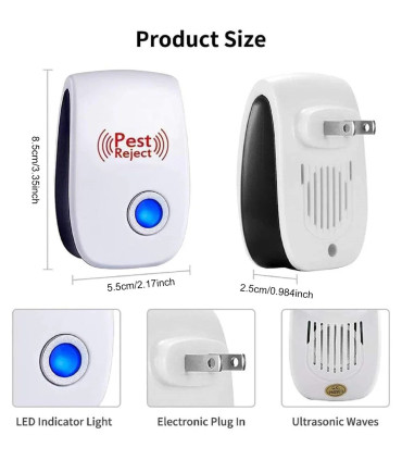 Répulsif antiparasitaire ultrasonique, 6 pièces, répulsif antiparasitaire et insectes à longue 