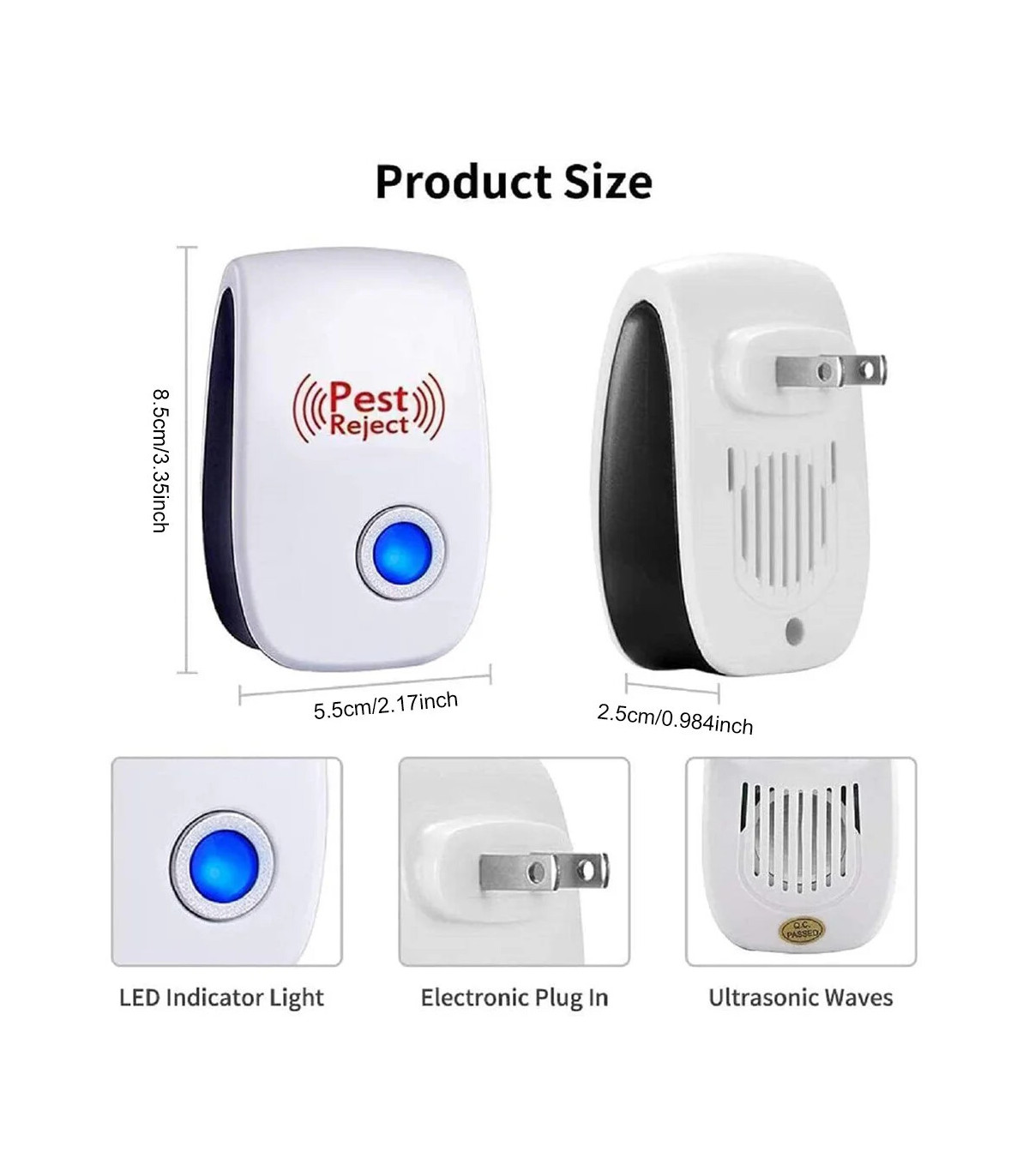 Répulsif antiparasitaire ultrasonique, 6 pièces, répulsif antiparasitaire et insectes à longue 