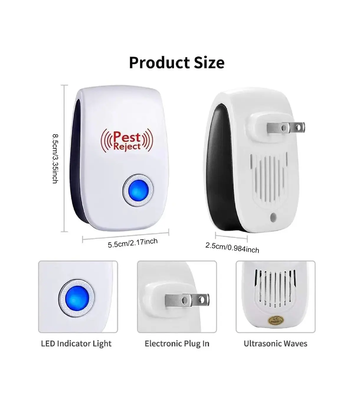 Répulsif antiparasitaire ultrasonique, 6 pièces, répulsif antiparasitaire et insectes à longue 