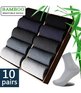 10 paires/lot hommes chaussettes en Fiber de bambou 2025 nouvelle Compression automne longue no