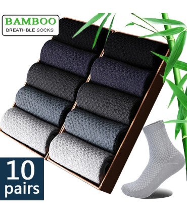 10 paires/lot hommes chaussettes en Fiber de bambou 2025 nouvelle Compression automne longue no