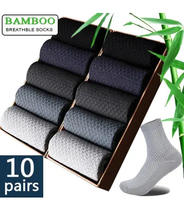 10 paires/lot hommes chaussettes en Fiber de bambou 2025 nouvelle Compression automne longue no