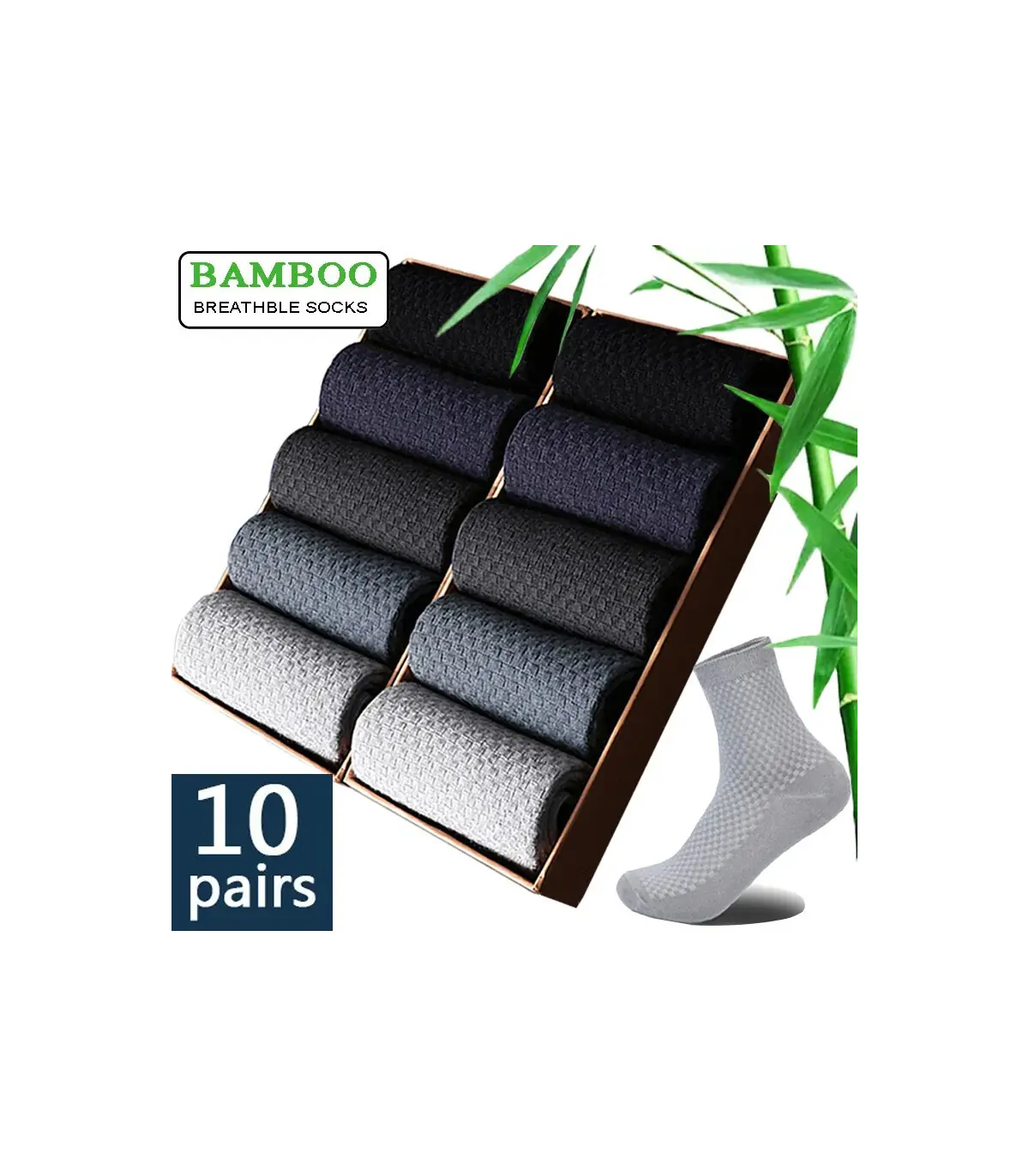 10 paires/lot hommes chaussettes en Fiber de bambou 2025 nouvelle Compression automne longue no