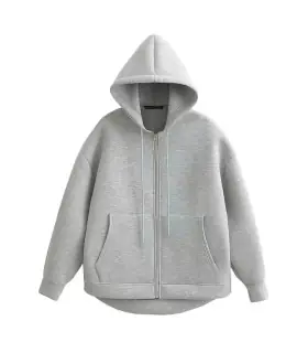 HH automne femmes gris veste avec capuche à manches longues grande poche veste à glissière mant