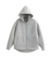 HH autumn women's gray jacket with hood long sleeves large pocket zipper jacket