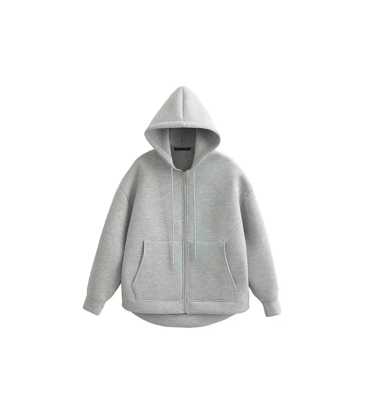 HH automne femmes gris veste avec capuche à manches longues grande poche veste à glissière mant