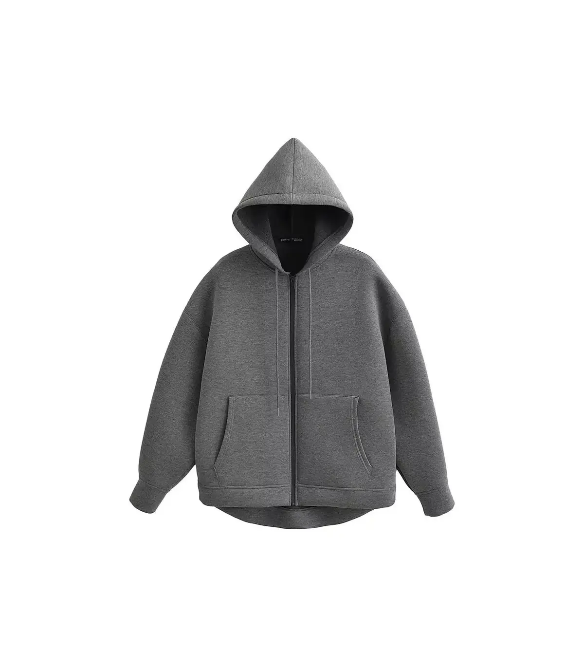 HH automne femmes gris veste avec capuche à manches longues grande poche veste à glissière mant