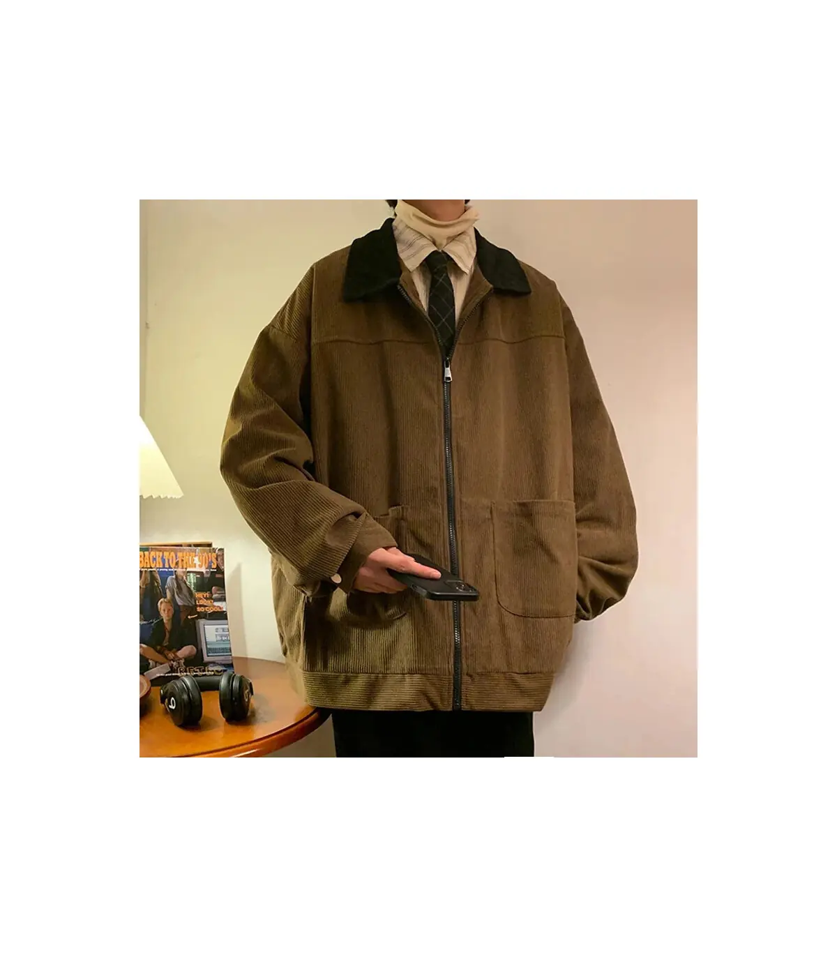 Style américain Vintage 2025 hommes Bomber veste coupe-vent manteaux à glissière automne lâche 