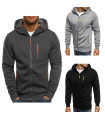 Kapuzenpullover mit langen Ärmeln für Männer, Sweatshirt mit Reißverschluss, Sportbekleidung