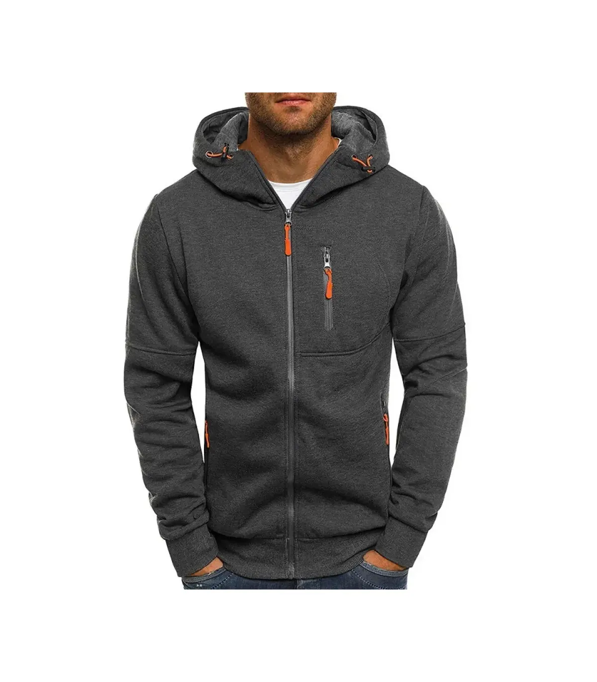 Sweats à capuche à manches longues pour hommes, sweat-shirt à fermeture éclair, vêtements sport