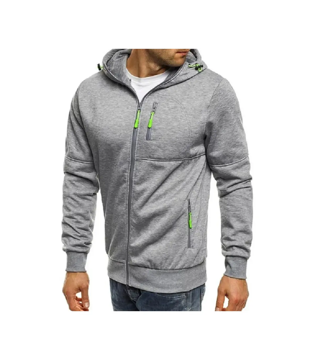 Sweats à capuche à manches longues pour hommes, sweat-shirt à fermeture éclair, vêtements sport