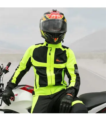 Veste de moto respirante pour hommes et femmes, manteau d\'équitation de nuit à haute visibilité