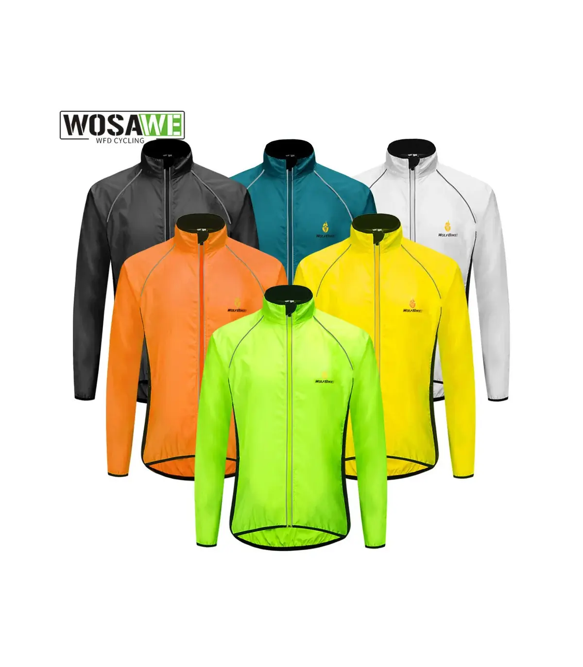 WOSAWE hommes coupe-vent imperméable réfléchissant veste de cyclisme vtt vélo à manches longues