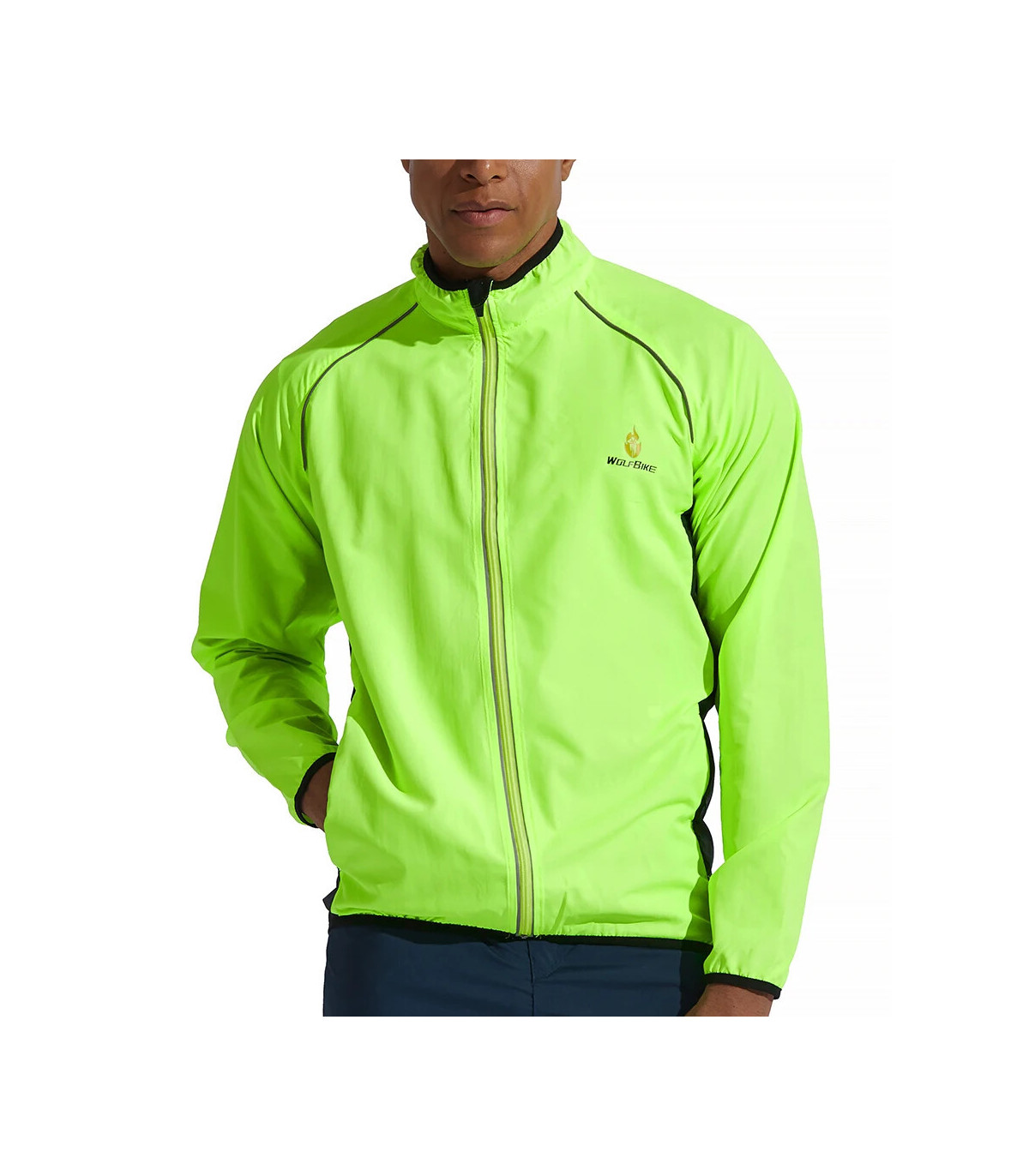 WOSAWE hommes coupe-vent imperméable réfléchissant veste de cyclisme vtt vélo à manches longues