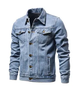2025 automne Hommes solide Denim vestes mode moto Vintage jean vestes Hommes coupe ajustée coto