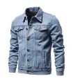 2025 Otoño Hombres Sólido Chaquetas Denim Moda Moto Vintage Chaquetas Jean Hombres Corte Ajustado