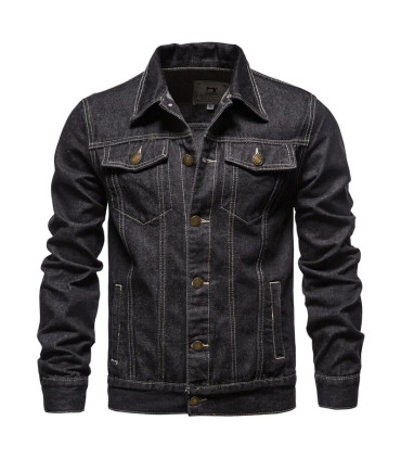 2025 automne Hommes solide Denim vestes mode moto Vintage jean vestes Hommes coupe ajustée coto