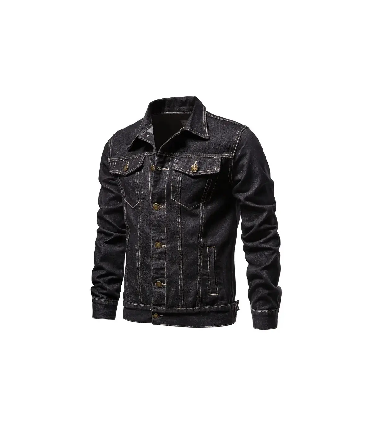 2025 automne Hommes solide Denim vestes mode moto Vintage jean vestes Hommes coupe ajustée coto