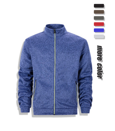 Casual sweatshirt for men, full zip cardigan jacket, high collar, a