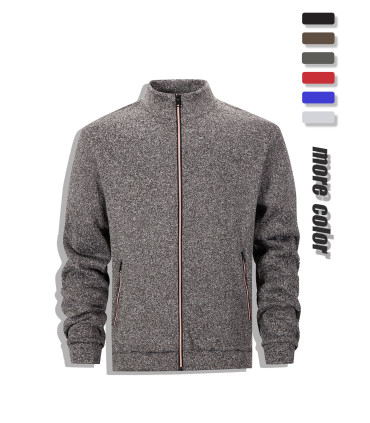 Casual sweatshirt for men, full zip cardigan jacket, high collar, a