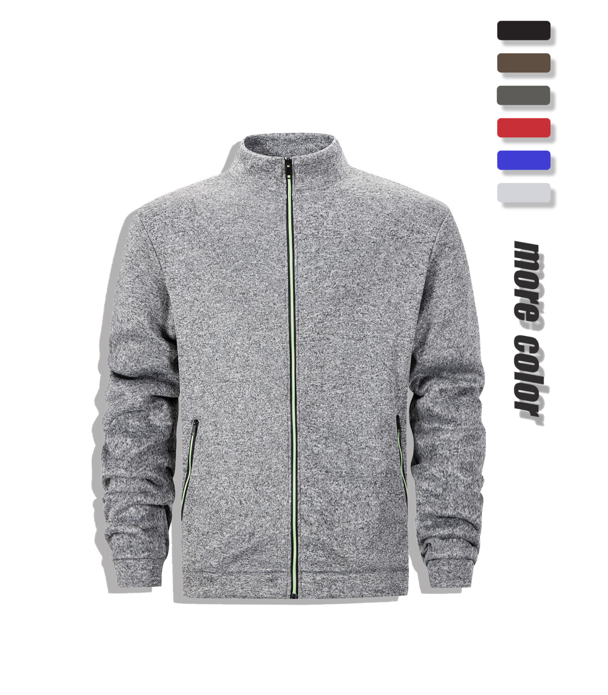 Casual sweatshirt for men, full zip cardigan jacket, high collar, a