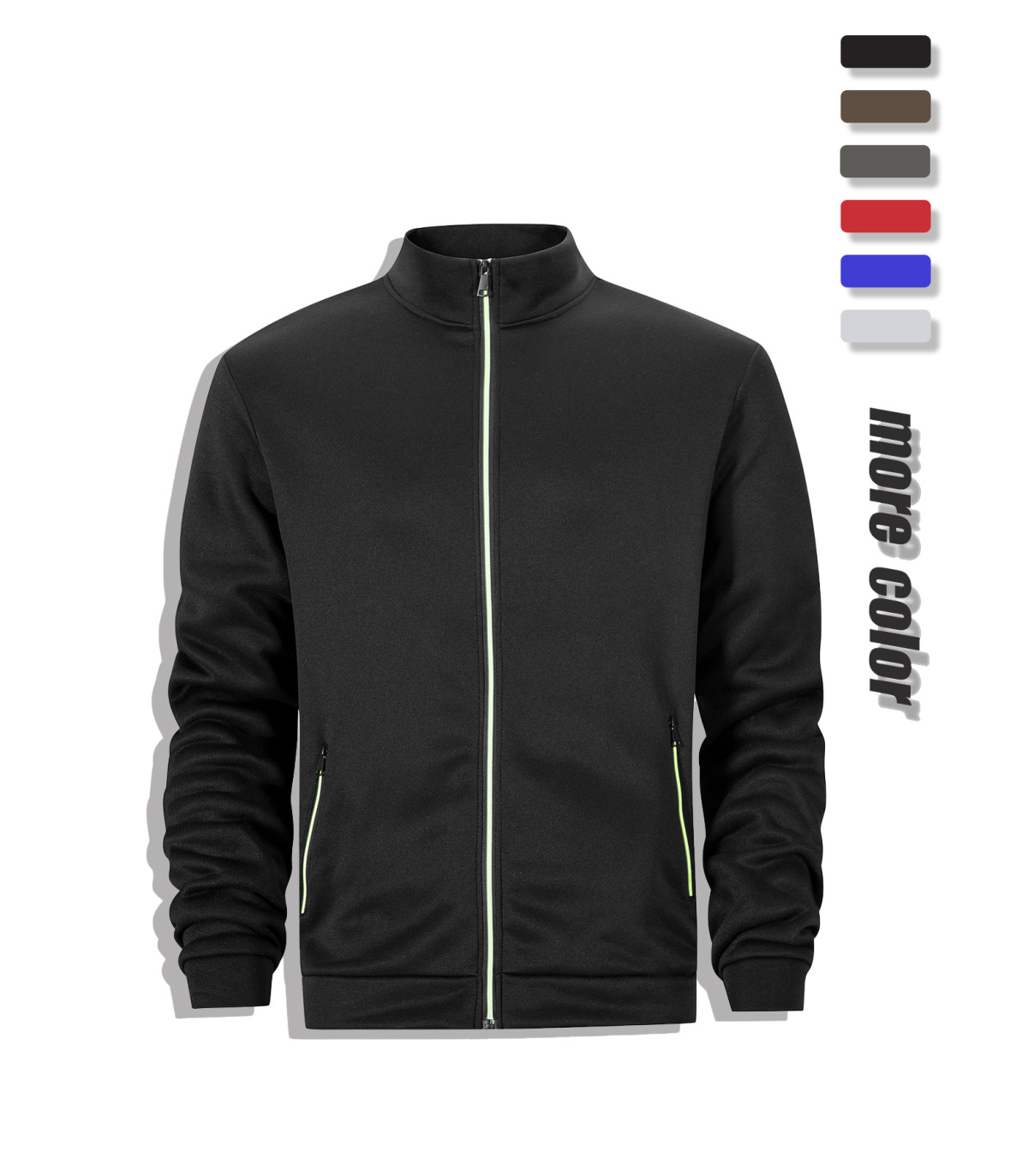 Casual sweatshirt for men, full zip cardigan jacket, high collar, a