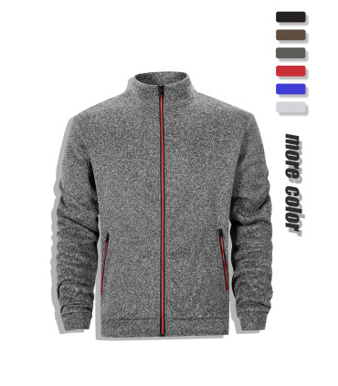 Casual sweatshirt for men, full zip cardigan jacket, high collar, a