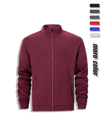 Casual sweatshirt for men, full zip cardigan jacket, high collar, a