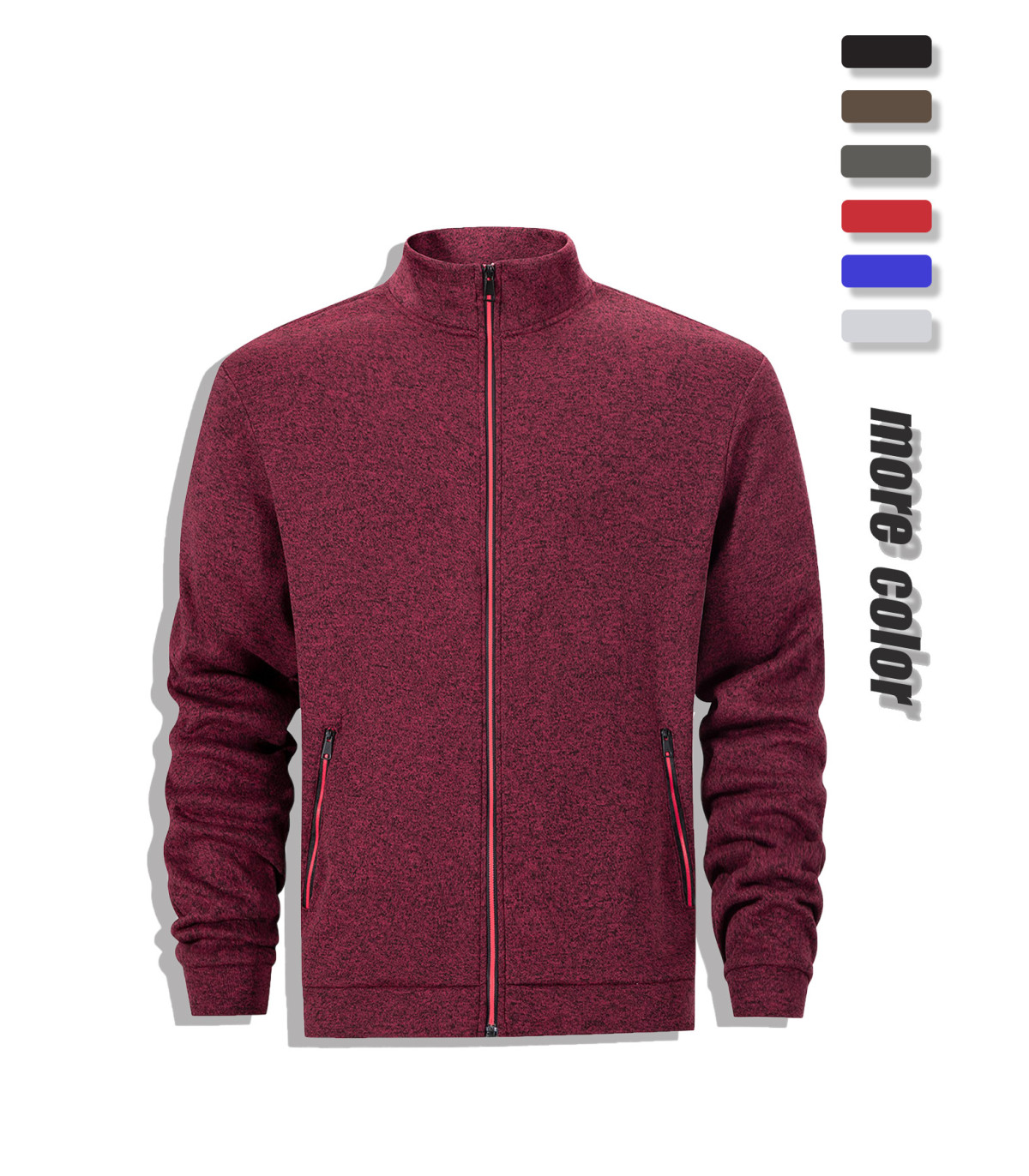 Casual sweatshirt for men, full zip cardigan jacket, high collar, a
