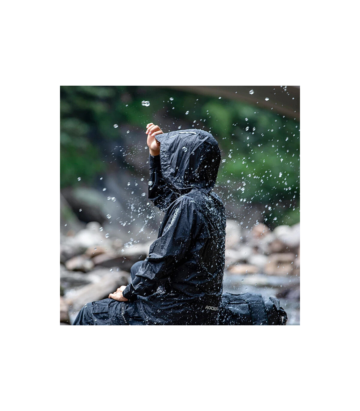 ROCKBROS – veste de cyclisme imperméable pour hommes, imperméable à capuche réfléchissante, cou