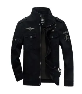 Veste militaire pour hommes de haute qualité, col multi-poches, manches brodées, outillage pilo