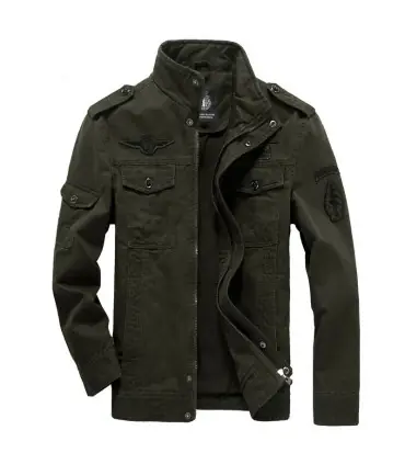 Veste militaire pour hommes de haute qualité, col multi-poches, manches brodées, outillage pilo