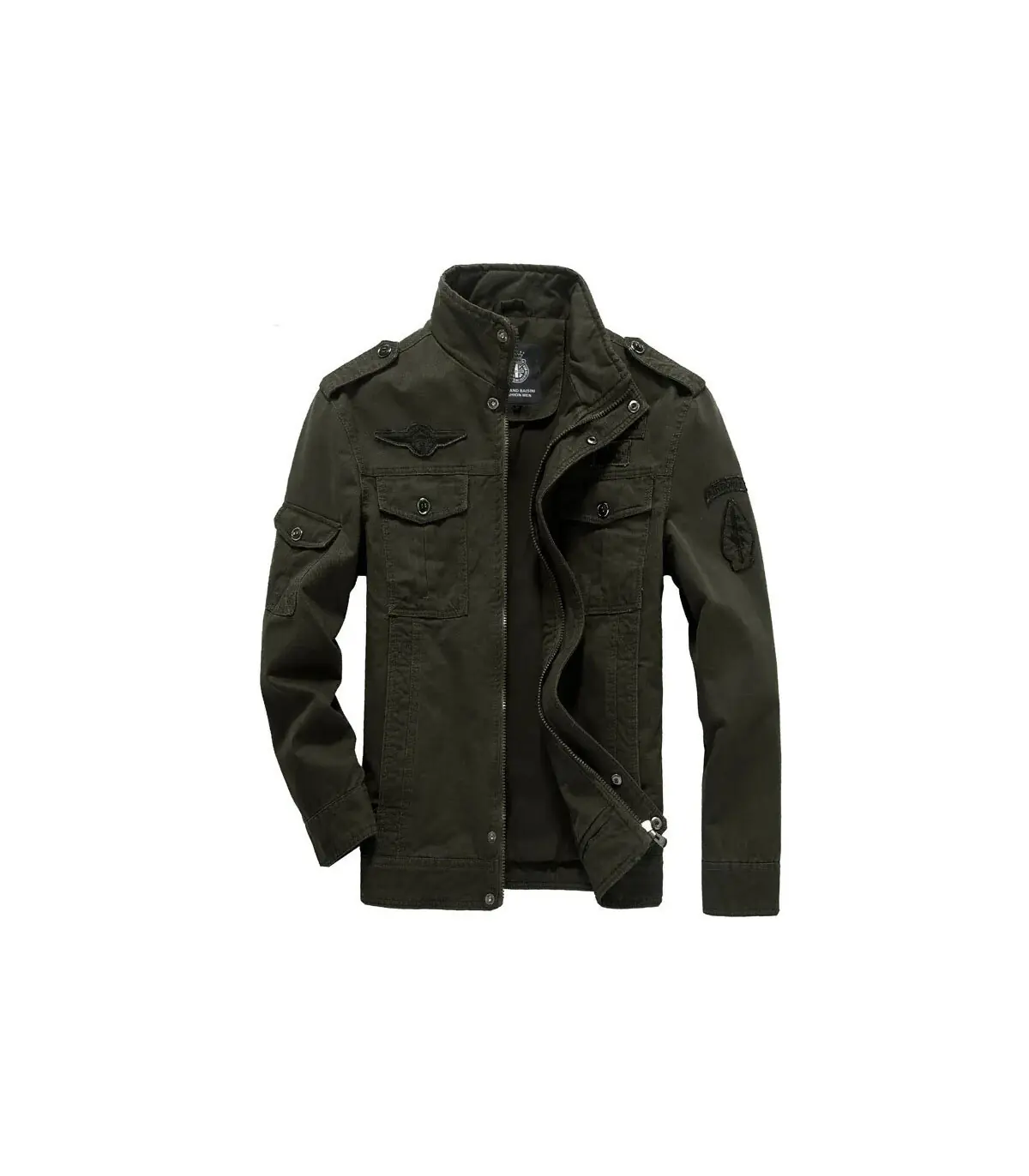 Veste militaire pour hommes de haute qualité, col multi-poches, manches brodées, outillage pilo