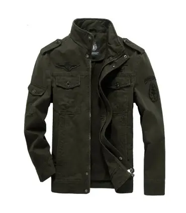 Veste militaire pour hommes de haute qualité, col multi-poches, manches brodées, outillage pilo