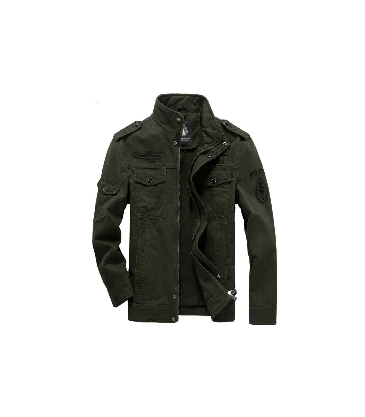 Veste militaire pour hommes de haute qualité, col multi-poches, manches brodées, outillage pilo