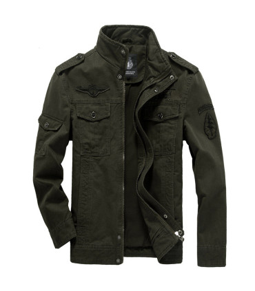 Chaqueta militar de alta calidad para hombres, cuello de múltiples bolsillos, mangas bordadas, herramienta pilo.