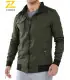 Veste d\'automne légère en coton pour hommes, couleur unie, fermeture éclair complète, grande ta