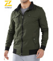 Light cotton men's autumn jacket, solid color, full zip closure, large size
