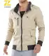 Veste d\'automne légère en coton pour hommes, couleur unie, fermeture éclair complète, grande ta