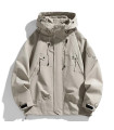 Giacca a vento da uomo con cappuccio, giacca con zip, impermeabile nera, bomber, da campeggio.