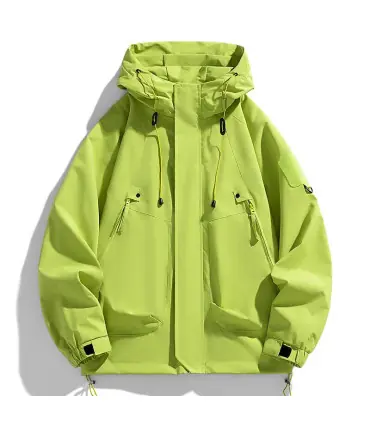 Coupe-vent hommes veste à capuche manteau à glissière Cargo imperméable noir Bomber Camping amp